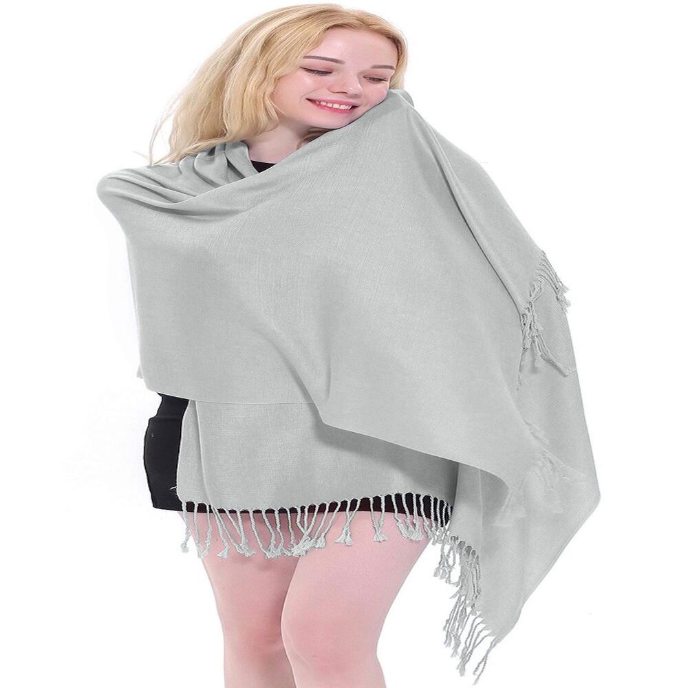 7293 Light Grey Silver Grey Solid Color Tassels D… - image 7